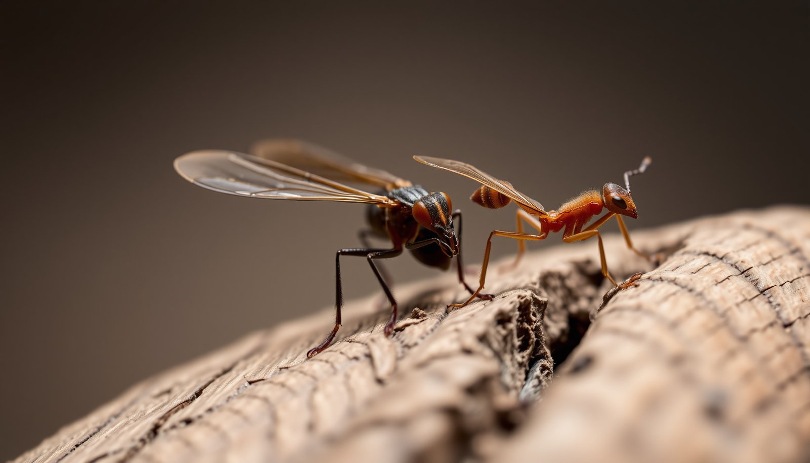 termites vs flying ants close-up view