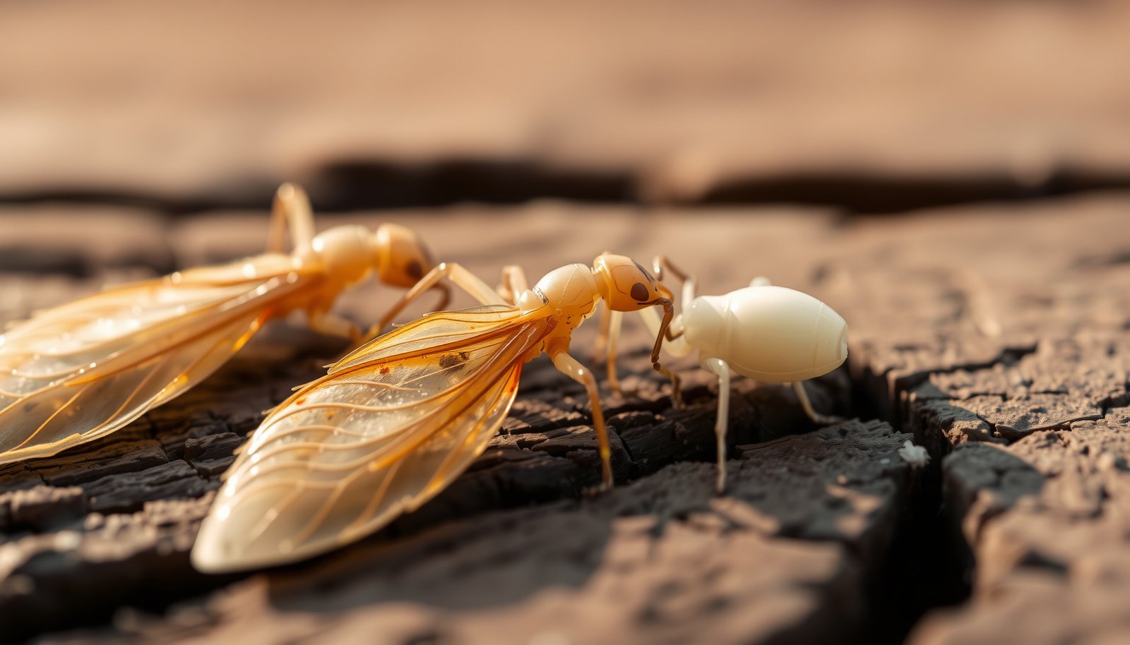 termite swarmers after they land close-up view
