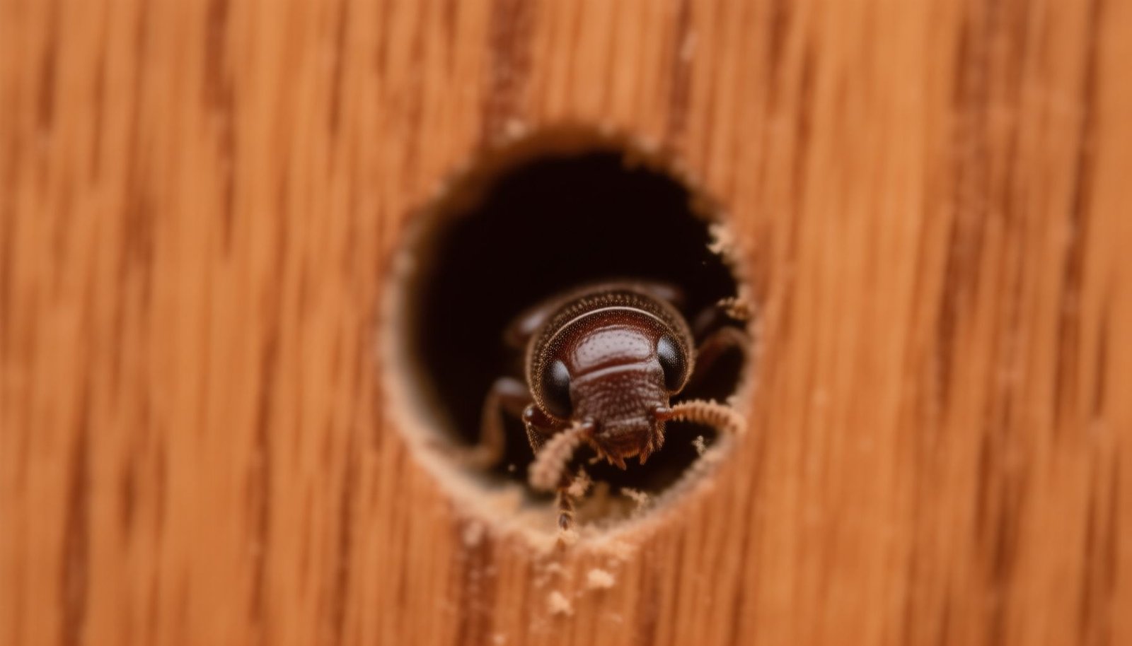 powderpost beetle treatment close-up view
