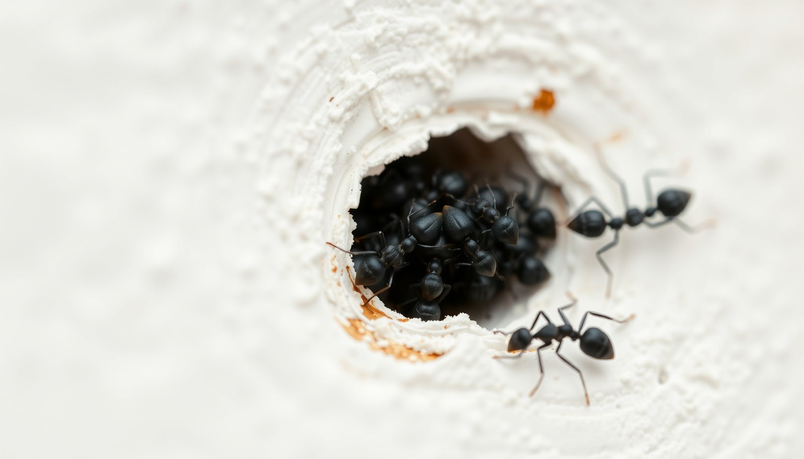 ants in the wall close-up view