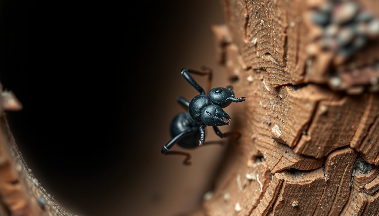 carpenter ants in walls and ceilings close-up view