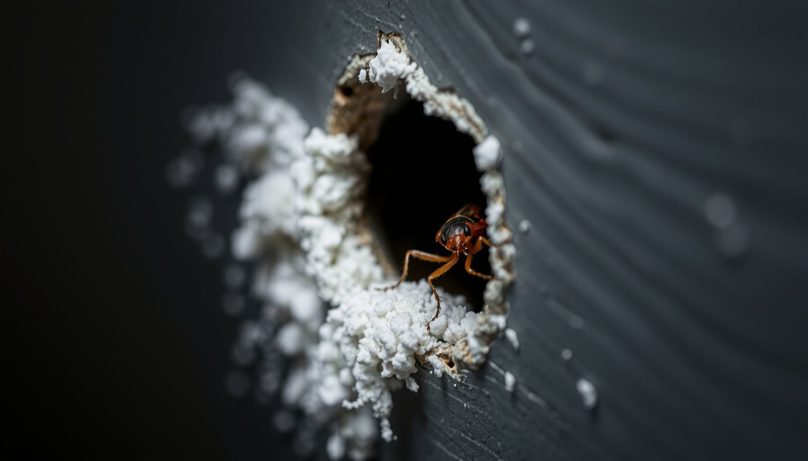 cockroaches in walls close-up view