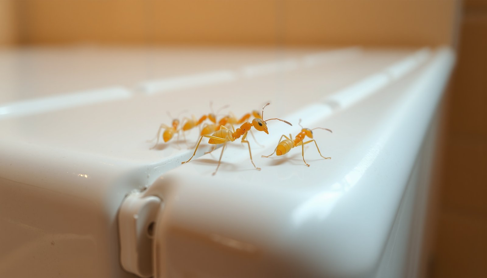 pharaoh ants in kitchen and bathroom close-up view