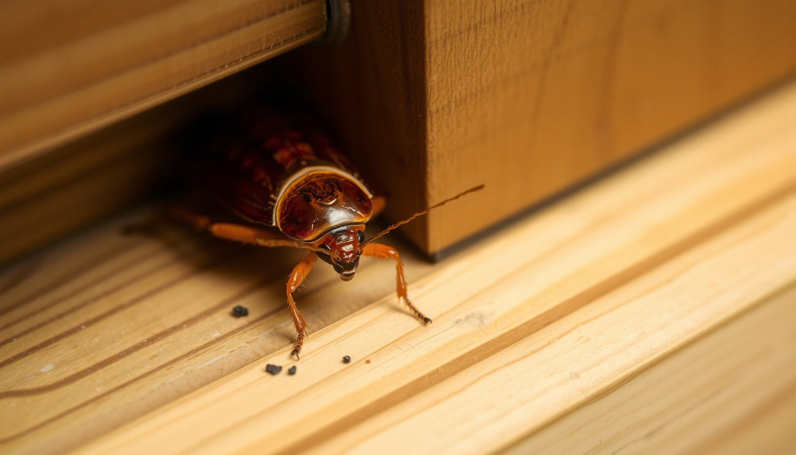 roaches in kitchen cabinets close-up view
