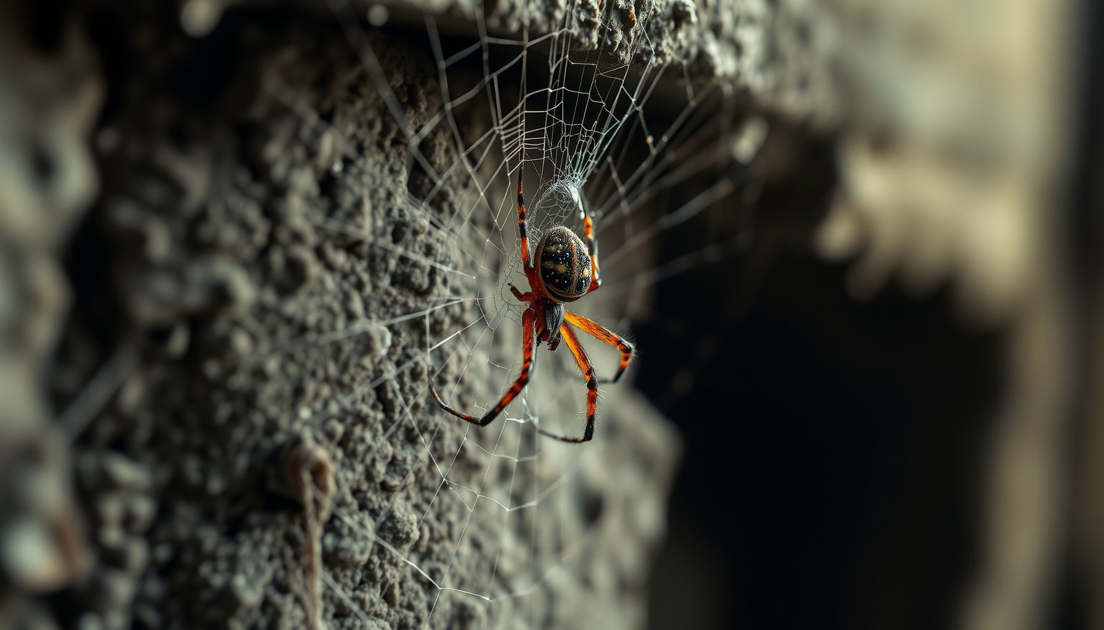 get rid of spiders in basement close-up view