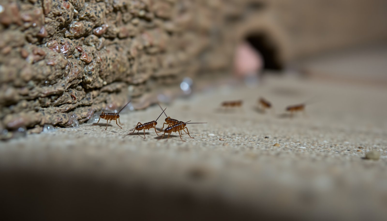 get rid of springtails in bathroom and basement close-up view