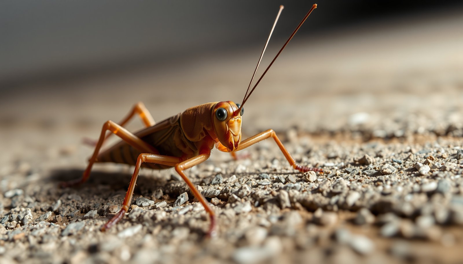 camel crickets in basement close-up view