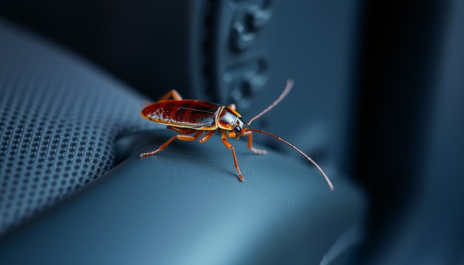 get rid of roaches in car close-up view