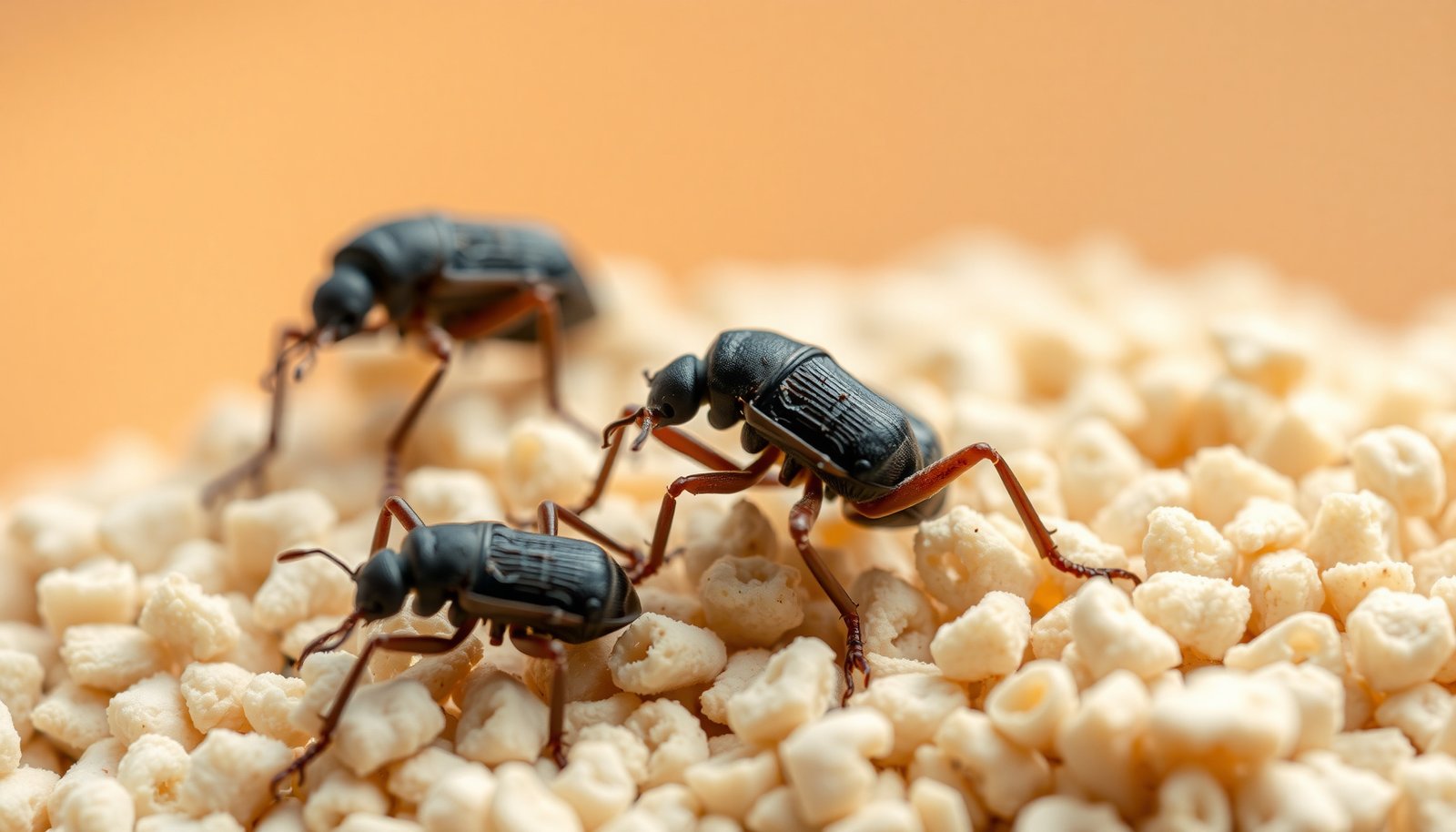 weevils in flour close-up view