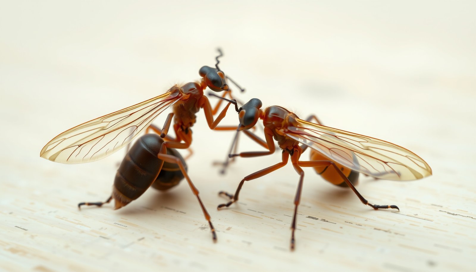 termite alates vs flying ants close-up view
