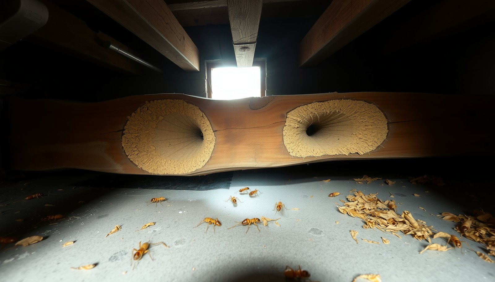 termite vs ant damage in wood close-up view