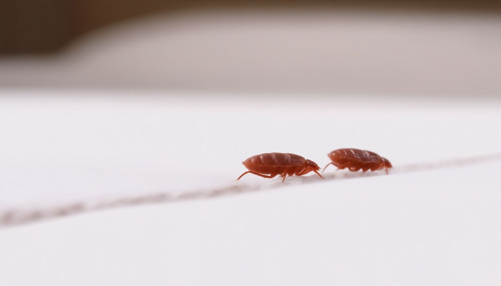 bed bugs in a hotel room close-up view