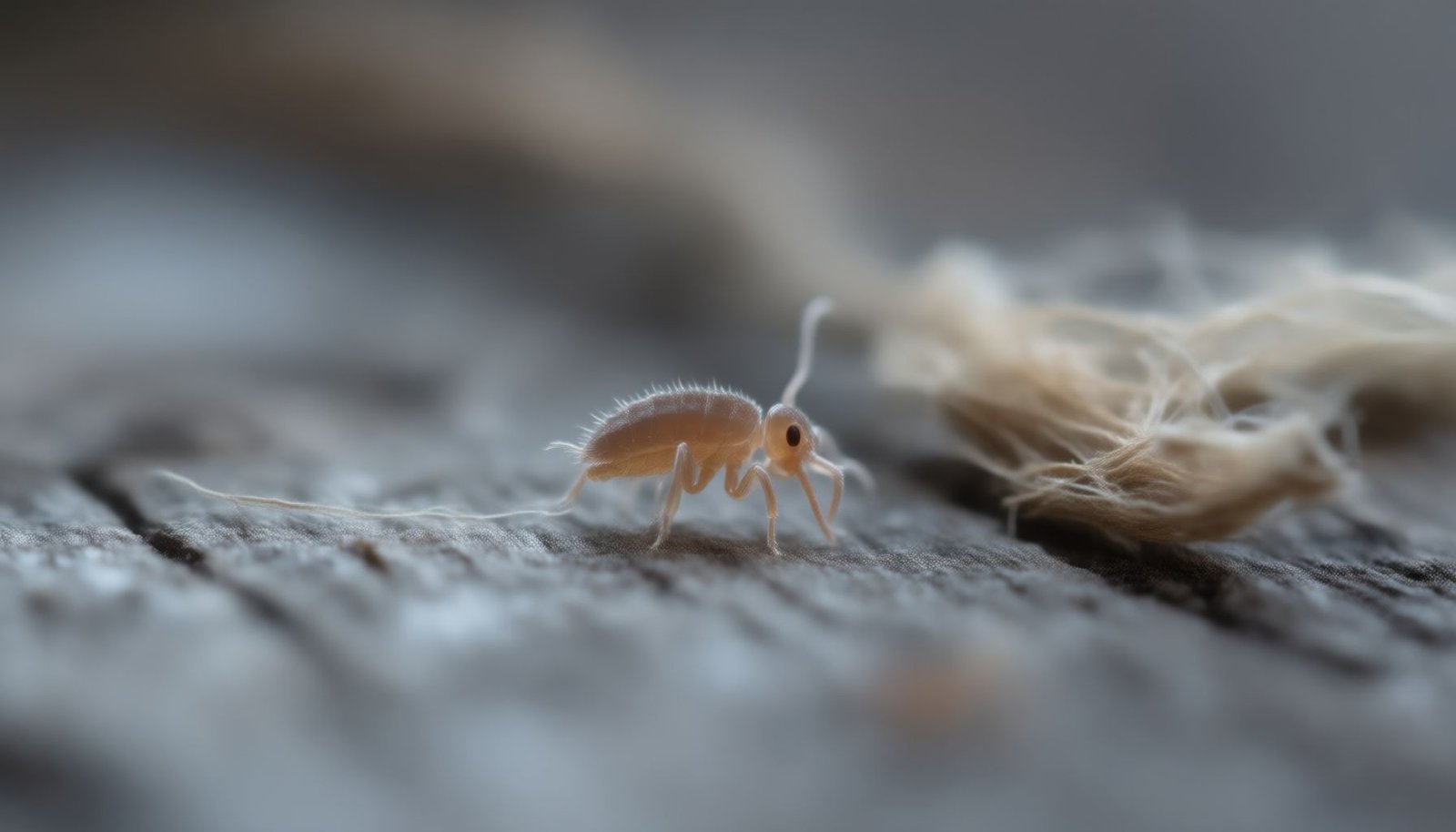 bird mites after nest removal close-up view