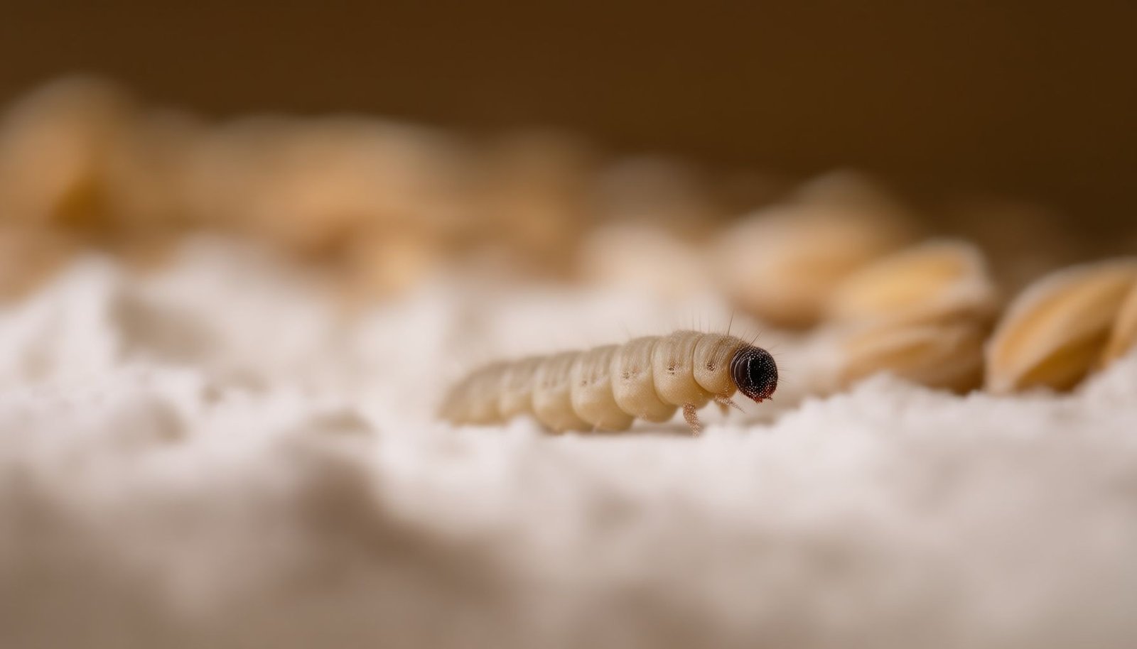 Indian meal moths in the pantry close-up view