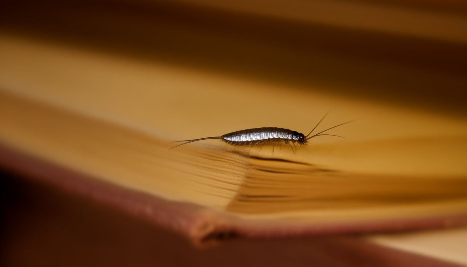 silverfish in bookshelves and closets close-up view