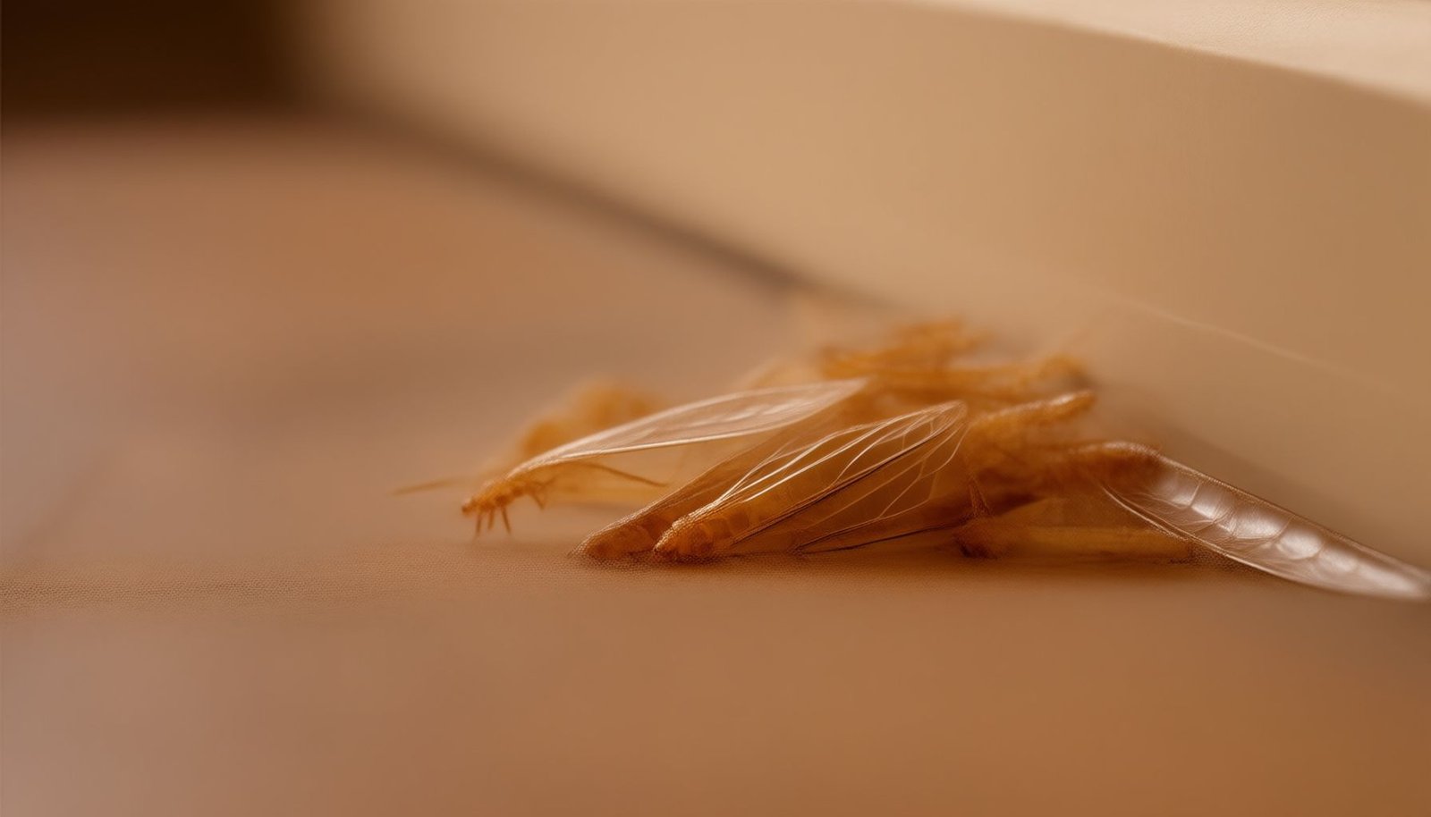 termite swarmers indoors close-up view