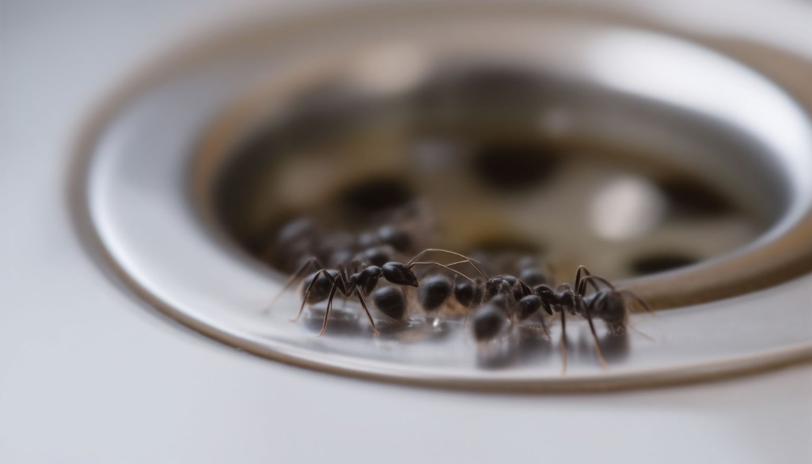 ants in clean kitchen close-up view