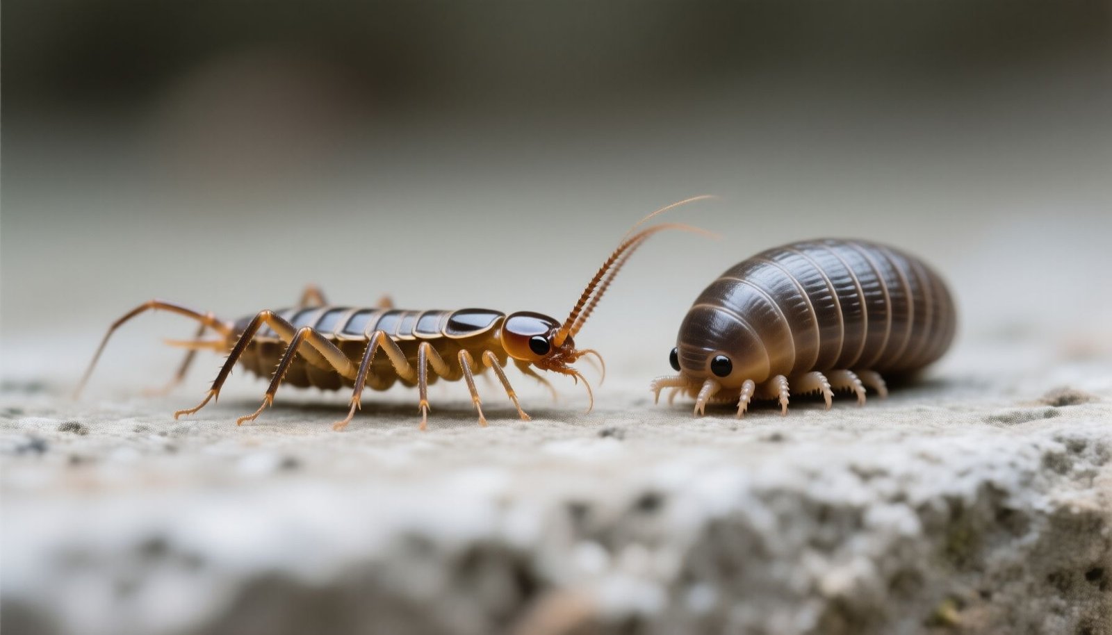 centipedes vs millipedes close-up view