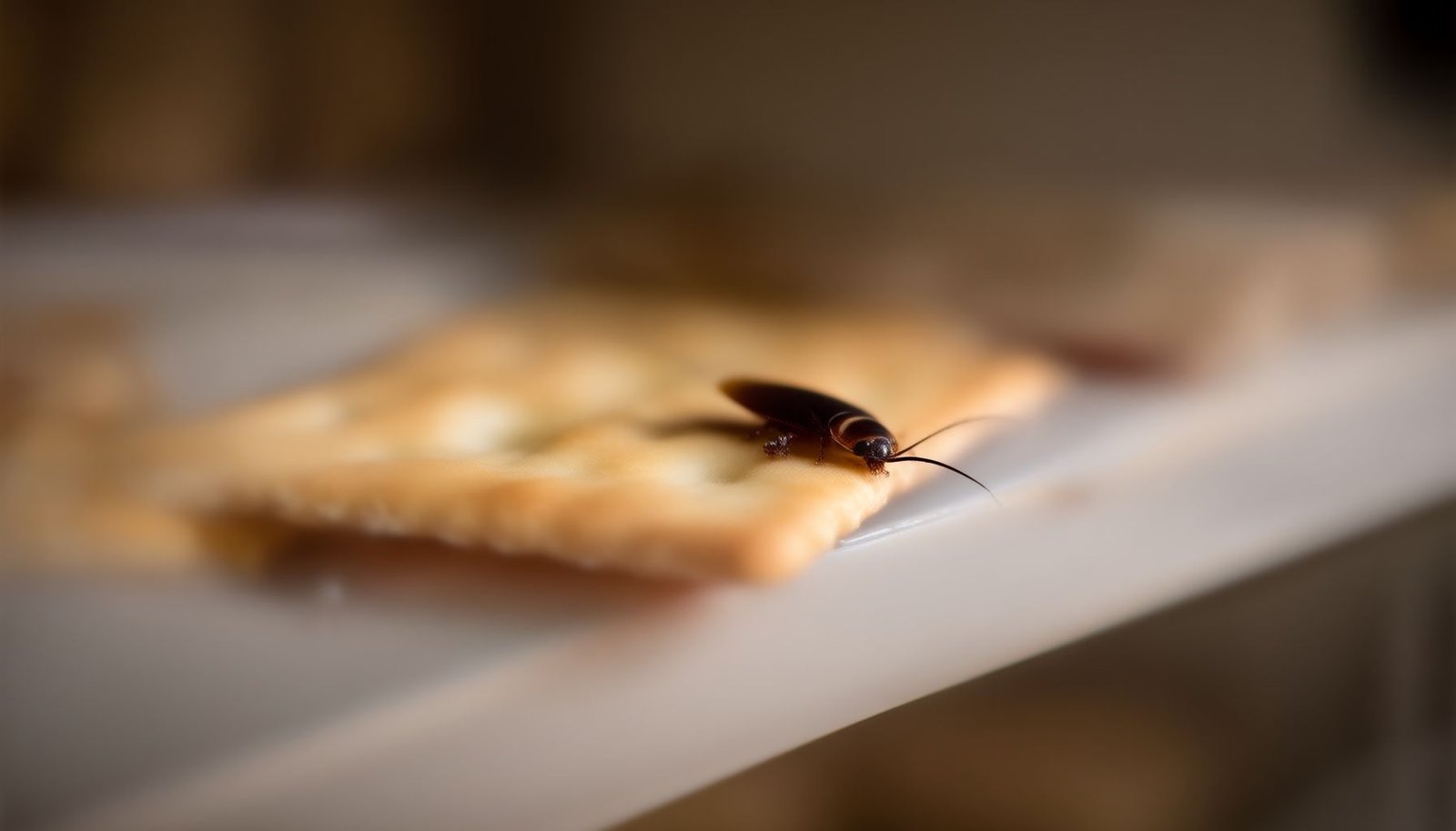 eat food contaminated by cockroaches close-up view