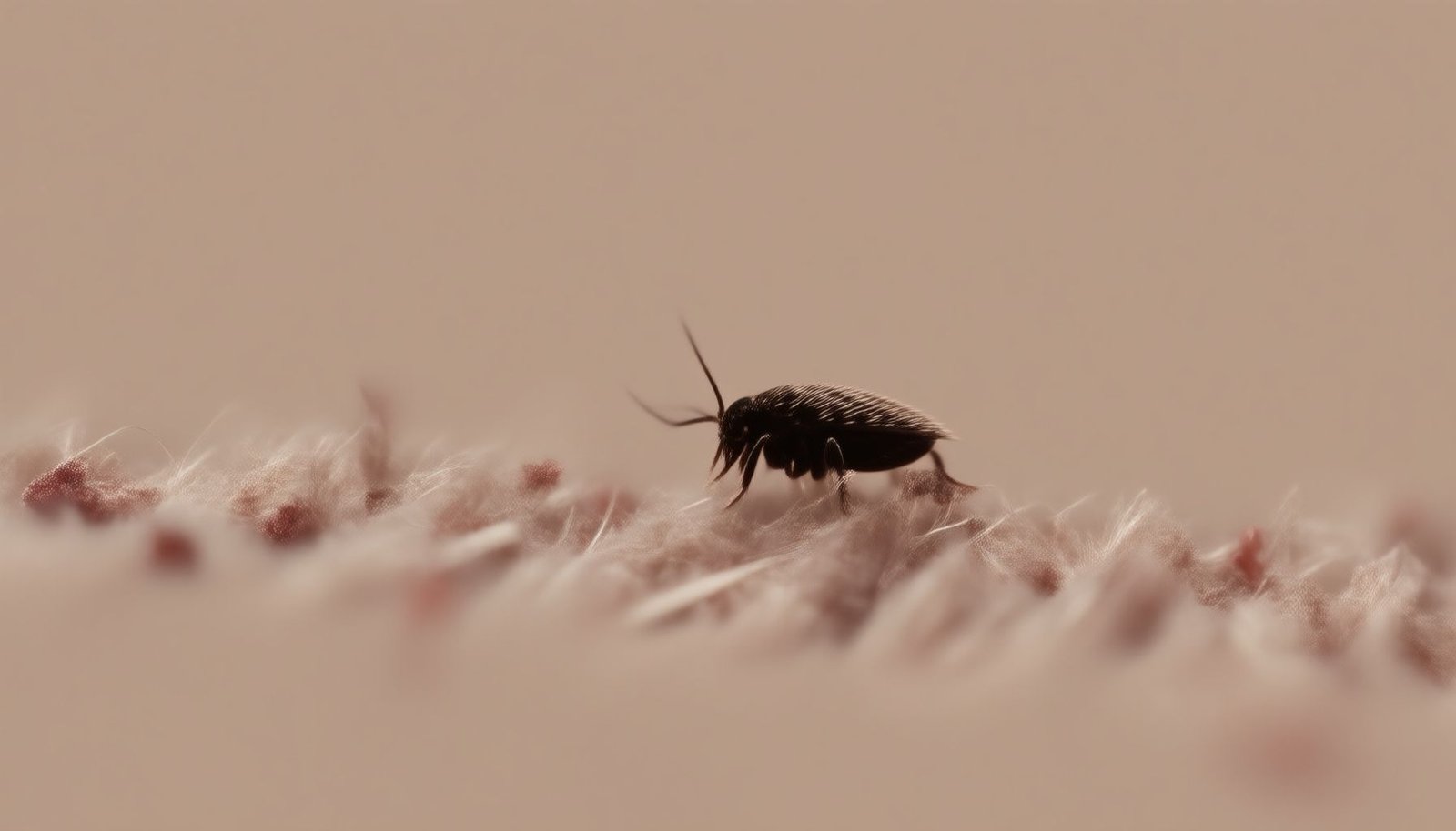 flea infestation without pets close-up view