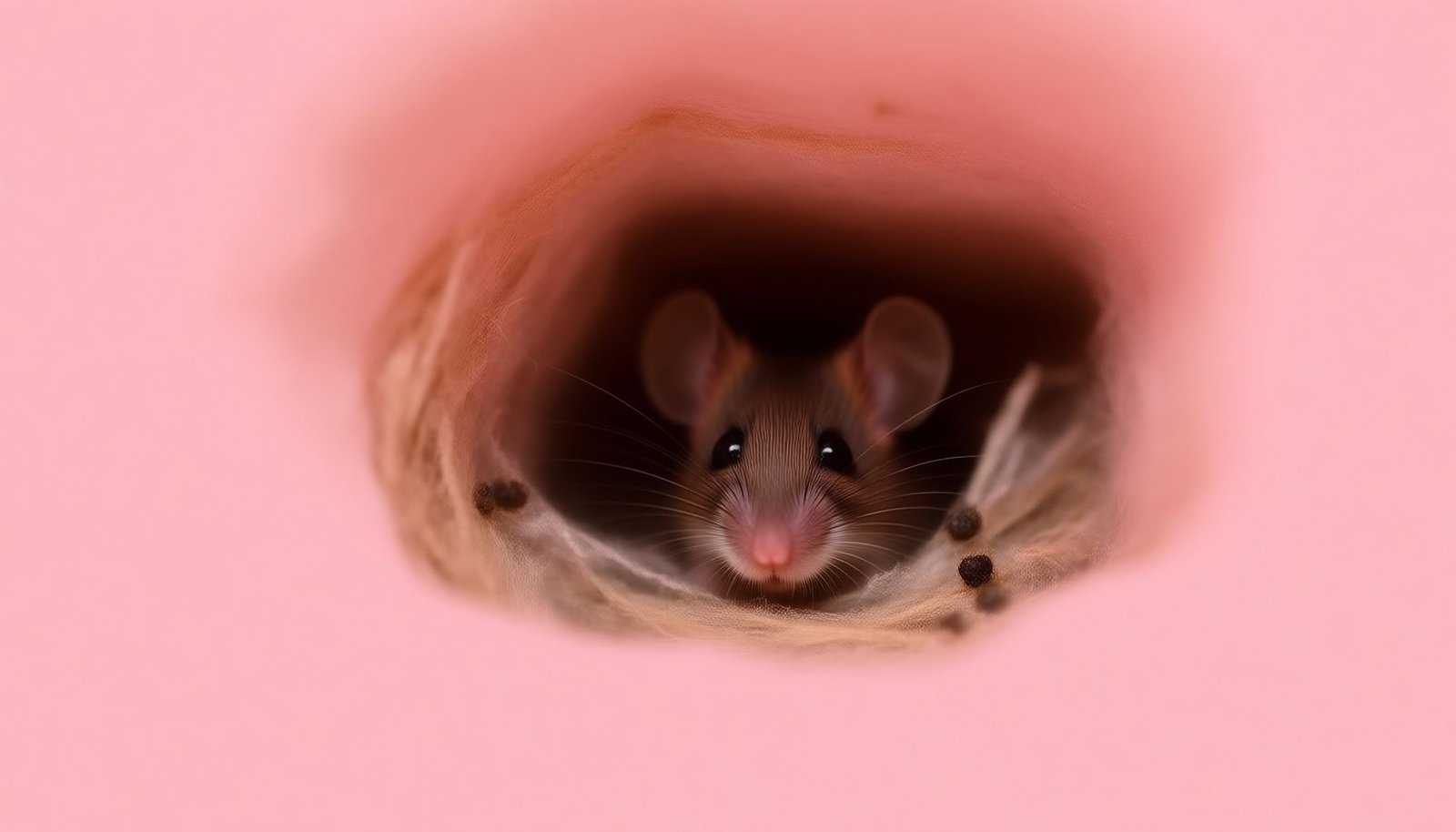 mice nesting in insulation close-up view