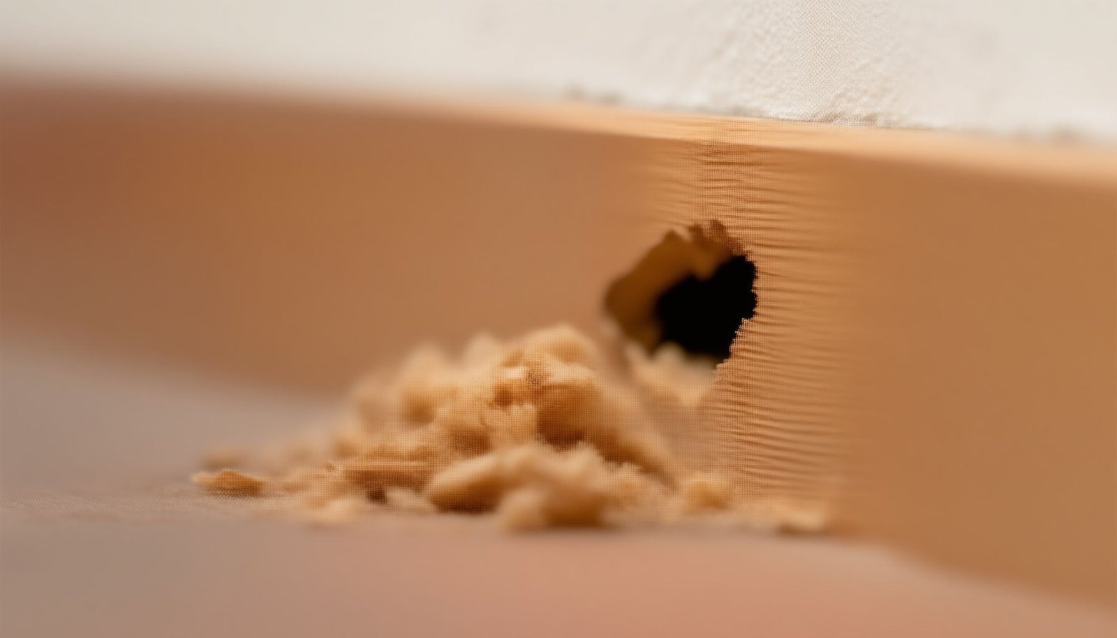 signs of carpenter ants in walls close-up view